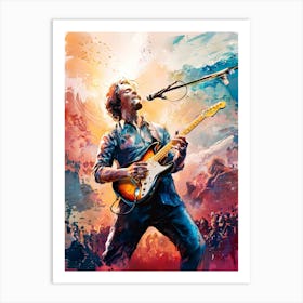 Male Rock Guitarist Abstract Painting #1 Art Print