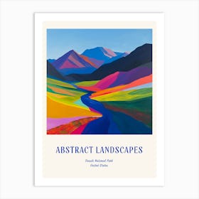 Colourful Abstract Denali National Park Usa 2 Poster Blue Art Print