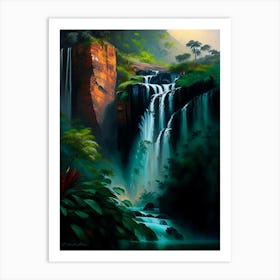 Satopanth Waterfall, India Nat Viga Style Art Print