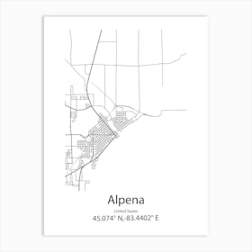 Alpena,United States Minimalist Map Art Print