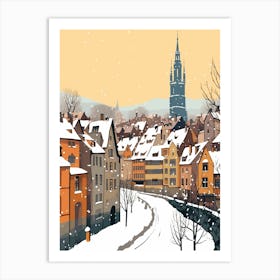 Retro Winter Illustration Strasbourg France Art Print