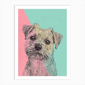 Border Terrier Dog Pastel Line Watercolour Illustration  4 Art Print