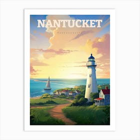 Nantucket Travel Lighthouse Coastal Art Print