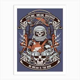 Astronaut Skull 2 Art Print