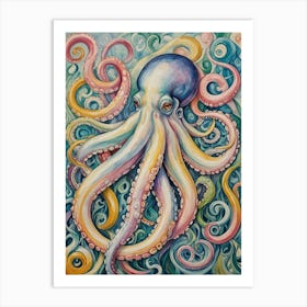 Whimsical Rainbow Octopus Art Print