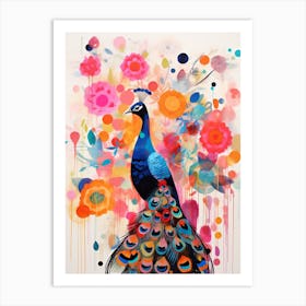 Bird Painting Collage Peacock 4 Art Print
