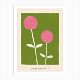 Pink & Green Globe Amaranth 2 Flower Poster Art Print