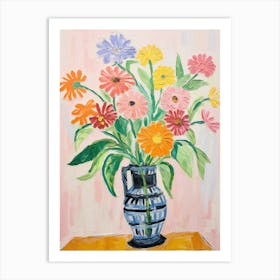 Flower Painting Fauvist Style Zinnia 2 Art Print