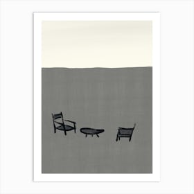 Three Chairs In The Sand Art Print