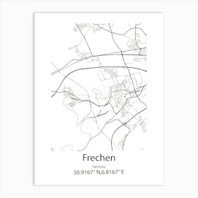 Frechen,Germany Minimalist Map Art Print