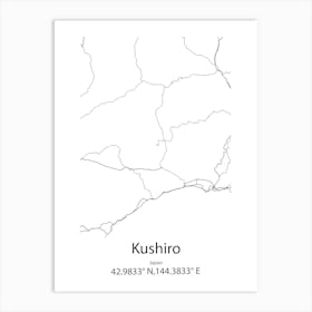 Kushiro,Japan Minimalist Map Art Print