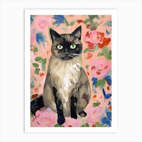 A Birman Cat Painting, Impressionist Painting 1 Art Print