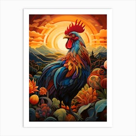 Sunrise Rooster 7 Art Print