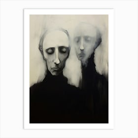 Ink Drawing Portrait Of Two People 4 Art Print