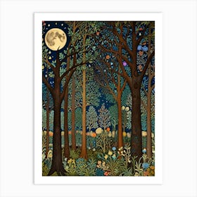 William Morris Moonlight In The Forest 87 Art Print