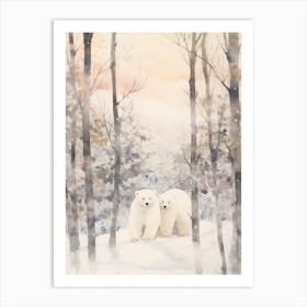 Winter Watercolour Polar Bear 1 Art Print