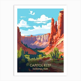 Capitol Reef National Park Travel Poster Illustration Style 1 Art Print