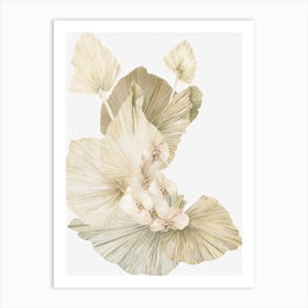 White Ginkgo Leaves Art Print