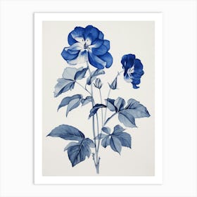 Blue Botanical Impatiens 2 Art Print