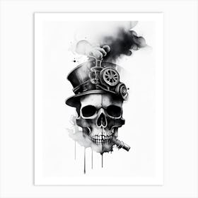 Skull With Watercolor Effects 3 Stream Punk Art Print