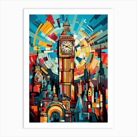 Big Ben Tower London II, Vibrant Abstract Modern Style Painting Art Print