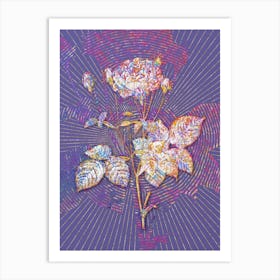 Geometric Pink French Roses Mosaic Botanical Art on Veri Peri n.0292 Art Print