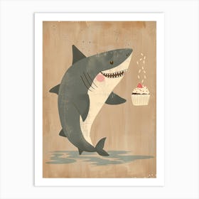 Shark & A Cupcake Muted Pastels 2 Art Print