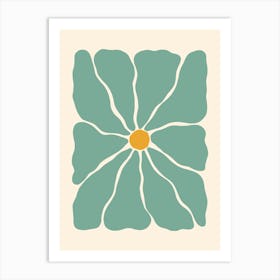 Abstract Flower 01 - Teal Art Print