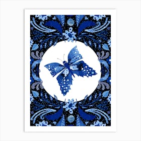 Delft Blue Butterfly Art Print