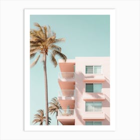 Pastel Pink Building With Palms Summer Photography 0 Art Print