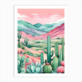 Watercolor Cactus Landscape Art Print