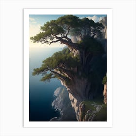 Gigantic Thousand Year Old Tree Perched On A Cliff S Edge Art Print