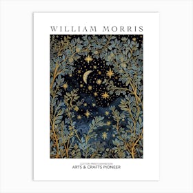 William Morris Print Night Sky Botanical Moon Poster Vintage Wall Art Textiles Art Vintage Poster Art Print