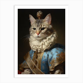 Cat In Medieval Clothing Rococo Style 2 Art Print