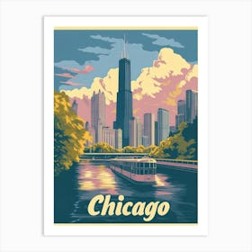 Aihrgdesign A Vintage Travel Poster Of Chicago Featuring The 3 Art Print