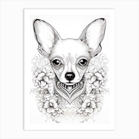 Chihuahua Dog, Line Drawing 3 Art Print