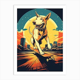 Bull Terrier Dog Skateboarding Illustration 3 Art Print