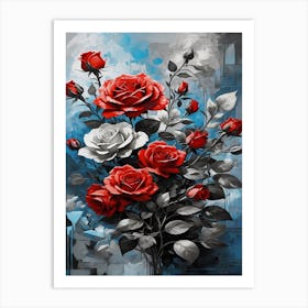 Red Roses In A Vase Art Print