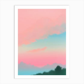 Pastel Skies Pink Horizon Retro Art Print