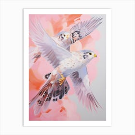 Pink Ethereal Bird Painting American Kestrel 2 Art Print