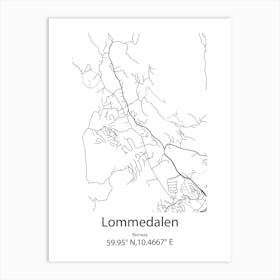 Lommedalen,Norway Minimalist Map Art Print