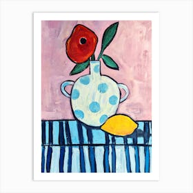 Red Flower In Vase Art Print