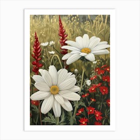 Daisies In The Meadow 12 Art Print