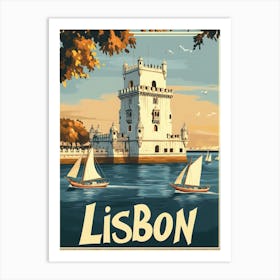 Aihrgdesign A Classic 1960s Travel Poster For Lisbon 4 Art Print