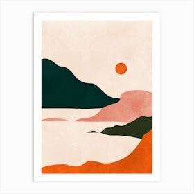 Watercolor sunset landscape 7 Art Print