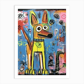 Basquiat's styled Graffiti Hounds: Urban Art in Dog Tones Art Print