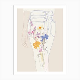Jean Line Art Flowers 7 Art Print