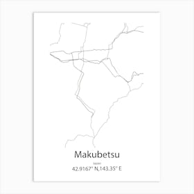 Makubetsu,Japan Minimalist Map Art Print