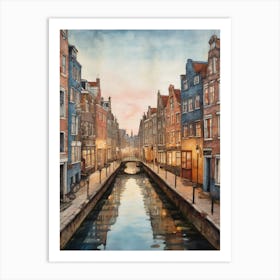 Canal Belt Amsterdam Vintage Painting (2) Art Print