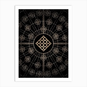 Geometric Glyph Radial Array in Glitter Gold on Black n.0114 Art Print